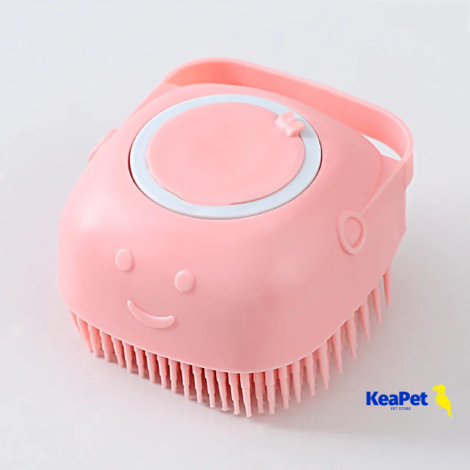 2-In-1 Silicone Pet Bath & Massage Brush With Shampoo Storage For Dogs And Cats