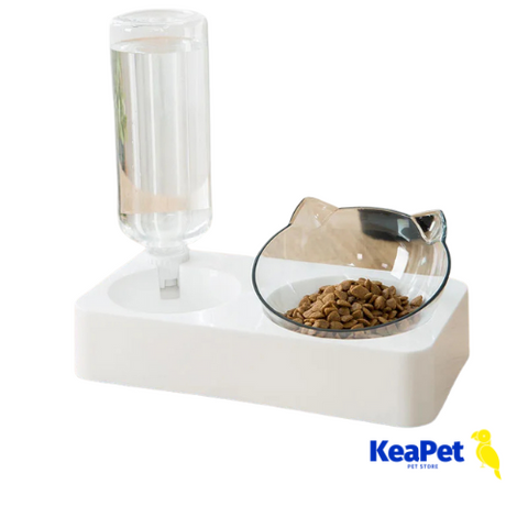 2-in-1 Pet Feeding Bowl with Automatic Water Dispenser