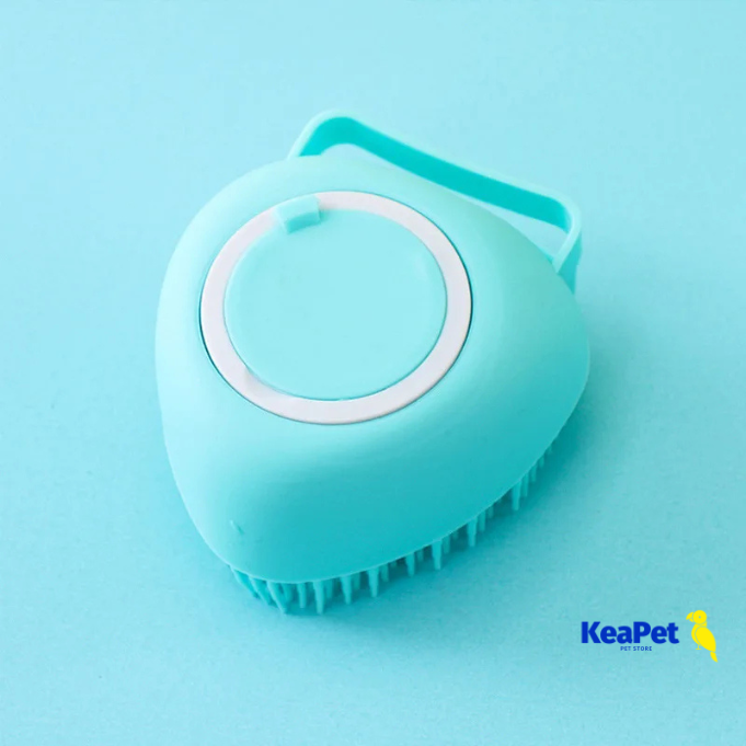 2-In-1 Silicone Pet Bath & Massage Brush With Shampoo Storage For Dogs And Cats