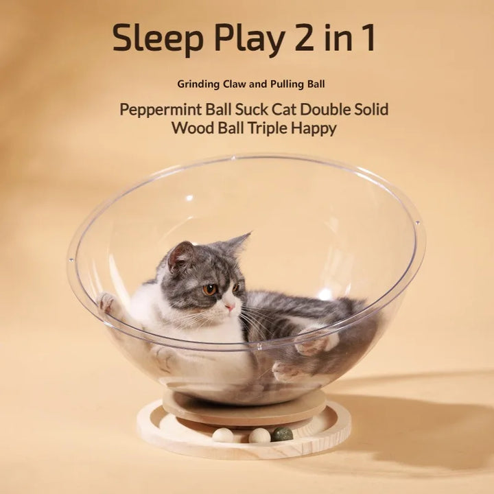 Space Capsule Cat Bed | Transparent Cat Sleeping Nest