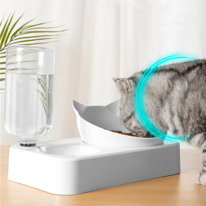 2-in-1 Pet Feeding Bowl with Automatic Water Dispenser
