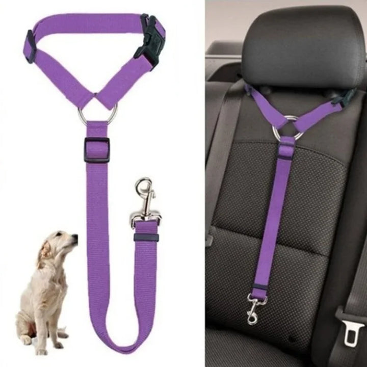 Solid Color Two-in-one Pet Car Seat Belt and Leash