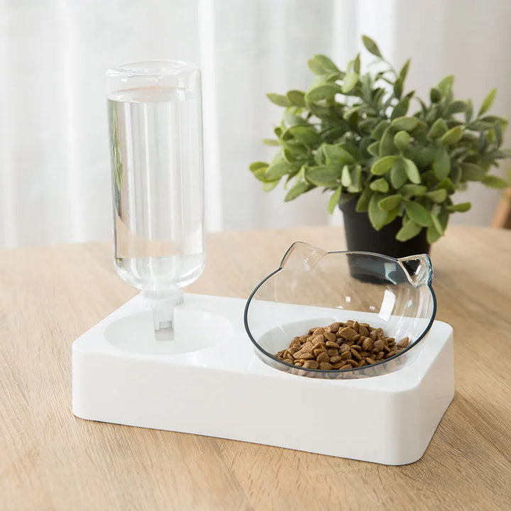 2-in-1 Pet Feeding Bowl with Automatic Water Dispenser
