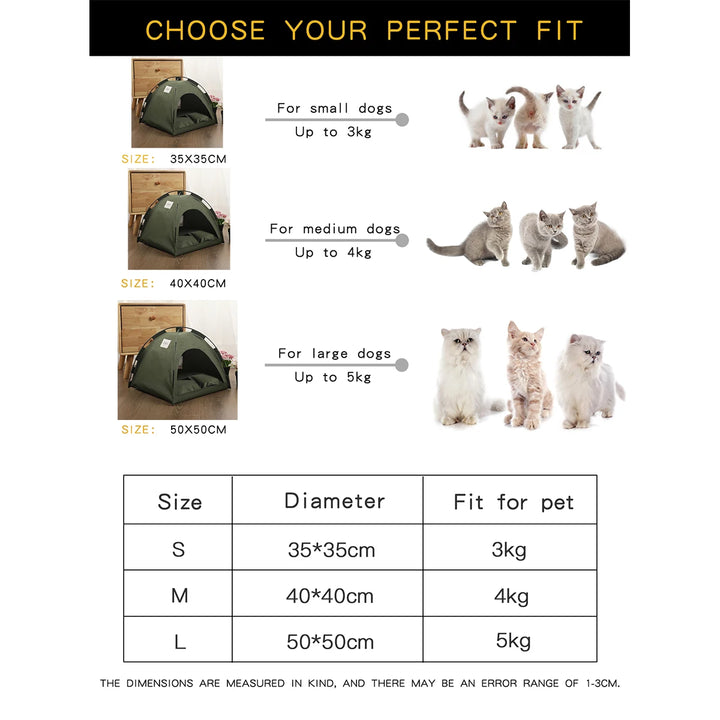 Pet Tent Bed for Cats - Warm Winter Clamshell Kitten Tent