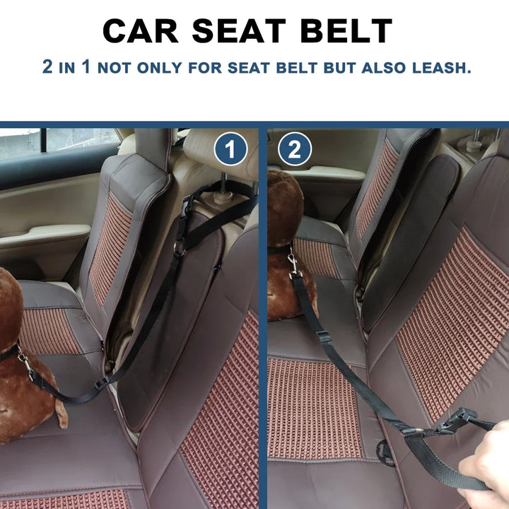 Solid Color Two-in-one Pet Car Seat Belt and Leash