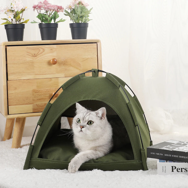 Pet Tent Bed for Cats - Warm Winter Clamshell Kitten Tent