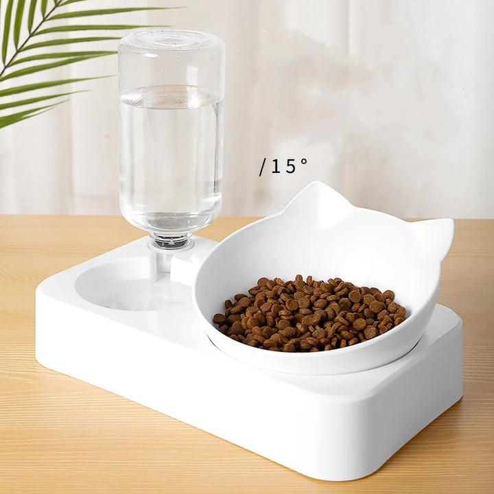 2-in-1 Pet Feeding Bowl with Automatic Water Dispenser